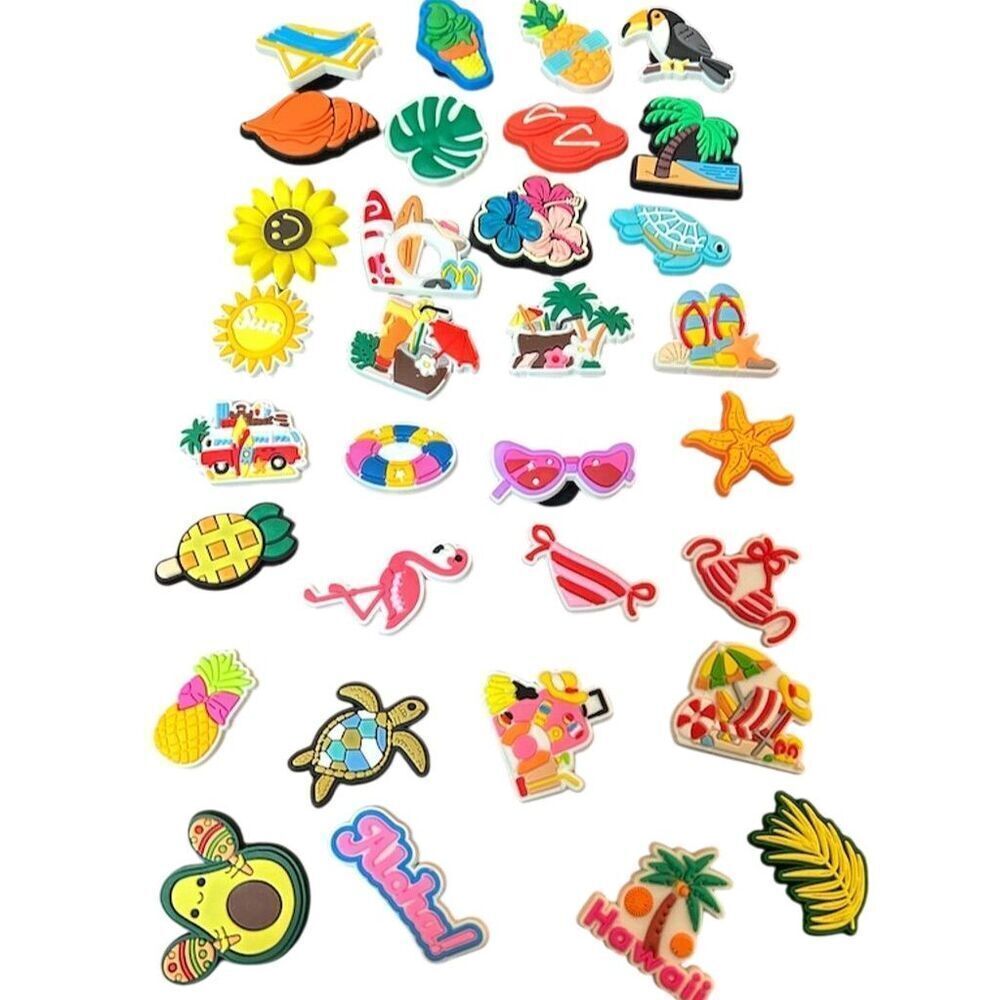 Crocs Hawaiian Summer Shoe Charms Set 28pcs Beach Vacation Theme